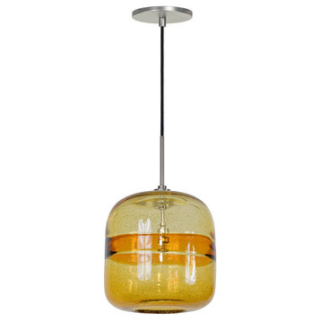 Light Line Voltage Pendant And Canopy, Amber Brushed Nickel
