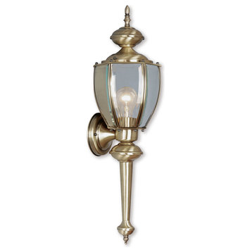 1-Light Outdoor Wall Lantern, Antique Brass