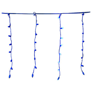 5Mm Blue Icicle LED Light Set On White Wire