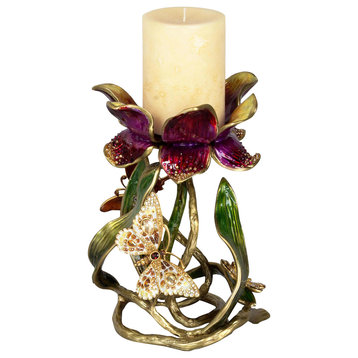 Meredith Floral Pillar Candle Holder Flora Finish