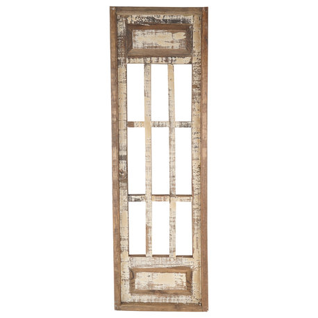 Monte Carlo Architectural Window Wall Decor 12x38", Antiqued White