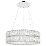 CWI Lighting - Madeline LED Chandelier With Chrome Finish - The Madeline 2 Ring LED Chandelier will lend a glamorously dramatic atmosphere to your space. This down chandelier has two crystal-laden rings of 20 inch diameter. One is directly on top of the other and both forms a 6 inch thick glittering halo of light. This circle-shaped light fixture is sure to add softness, flow, and positive energy to your home. Feel confident with your purchase and rest assured. This fixture comes with a three years warranty against manufacturers defects to give you peace of mind that your product will be in perfect condition.