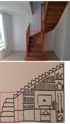 Escalier quart tournant + rangement sous escalier
