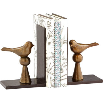 2-Piece "Birds and Books" Bookend Set