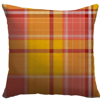 "Pink and Yellow Madras Plaid" Pillow 20"x20"