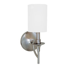 Sea Gull Lighting 1-Light Sconce, Brushed Nickel and White Linen