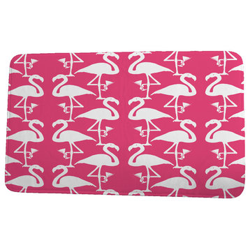 Palm Beach Flamingo Heart Martini Animal Print Bath Mat, Pink, 17"x24"