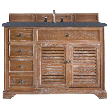 Savannah 48" Single Vanity Cabinet, Driftwood, Charcoal Soapstone Quartz Top