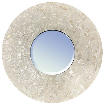 Bianca Moderno Mother of Pearl Framed Mirror, 15 X 15