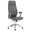 Gray Faux Leather Seat Swivel Adjustable Task Chair Leather Back Steel Frame