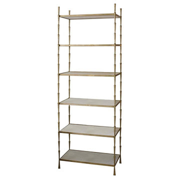 Spike Antique Brass with White Marble Etagere