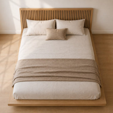 Scandinavian Low Profile Platform Bed | Japandi Bedroom