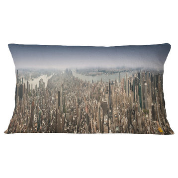 Nyc 360 Degree Panorama Cityscape Photography Throw Pillow, 12"x20"
