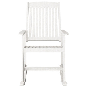 CorLiving Miramar White Washed Wood Outdoor Rocking Chair
