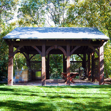 21' x 22' Timber Frame Pavilion With Outdoor Kitchen