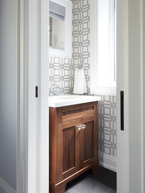 Best 15 Transitional Powder Room with Slate Floors Ideas & Remodeling Photos | Houzz