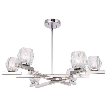 Woodbridge Lighting Jewel 6-Light Chandelier, Hexagonal Crystal, LED G9
