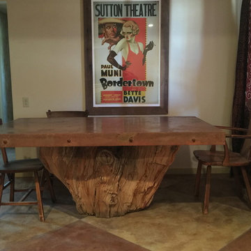 Concrete table with tree stump base