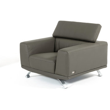 Brustle Modern Dark Gray Eco-Leather Chair