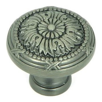 Stone Mill Hardware -Cornell Weathered Nickel Floral Cabinet 1 1/4" Knob