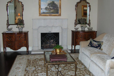French country living room photo in Chicago