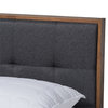 Baxton Studio Alke Queen Size Dark Gray Fabric Walnut Finished Platform Bed