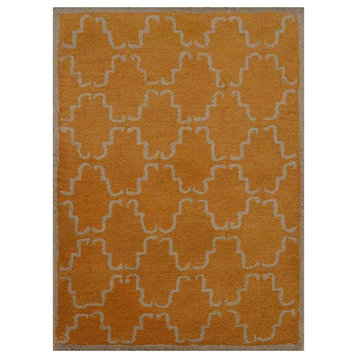 Hand Tufted Wool Area Rug Contemporary Gold Beige, [Rectangle] 4'x6'