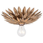 Crystorama - Broche 1 Light Antique Gold Ceiling Mount - Layers of individual wrought iron leaves deliver a stunning, unique and functional light . The tailored elegance of the shimmering metallic florals are perfect for a transitional home though versatile enough to be incorporated into any modern design. While perfect for a bedroom, living area, or kitchen, it can be used anywhere you want to add a bit of glam.