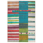 Jaipur Living - Vibe Bellium Outdoor Striped Multicolor/Blue Area Rug 4'2"X6' - The Ibis collection brings bold color and the perfect punch of pattern to both indoor and outdoor spaces. These fun, statement-making designs are printed on polyester for a durable, long-lasting quality. The Bellium rug features an abstract, linear motif in vibrant colors of blue, red, pink, purple, teal, ivory, green, and orange. The 100% polyester make thrives in low and high traffic areas of the home.