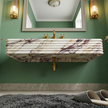 Bespoke Calacatta Viola Floating Marble Sinks | Luxury Bathroom Vanity