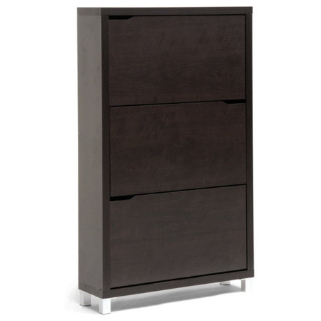 Simms Modern Shoe Cabinet, Dark Brown