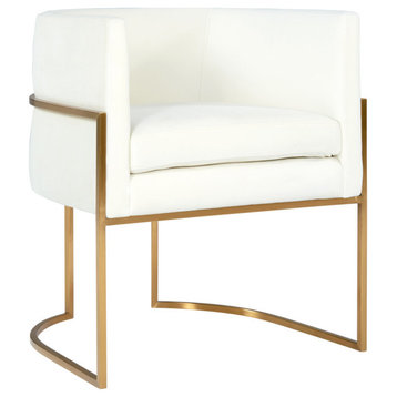 TOV Furniture Giselle 19" Transitional Velvet Dining Chair in White