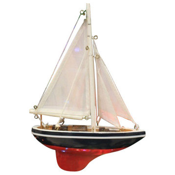 Sailboat Christmas Tree Ornament, Blue White and Red, 9"