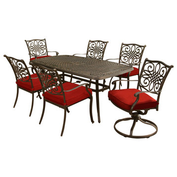 Hanover TRADDN7PCSW Traditions Seven Piece Aluminum Framed - Red