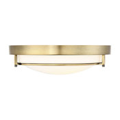 2-Light Flush Mount, Natural Brass
