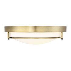 2-Light Flush Mount Light, Natural Brass