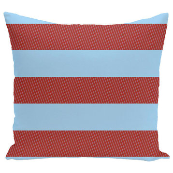 Windward Stripes Print Outdoor Pillow, Cardinal, 18"x18"