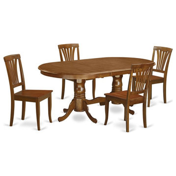Atlin Designs 5-piece Wood Dining Table Set in Saddle Brown
