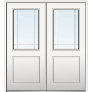 Prairie Grilles Fiberglass Double Door, 66"x81.75", Hand In-Swing: Left