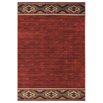Oriental Weavers Sphinx Woodlands 9652C Geometric Rug, Red/Gold, 1'10"x3'0"