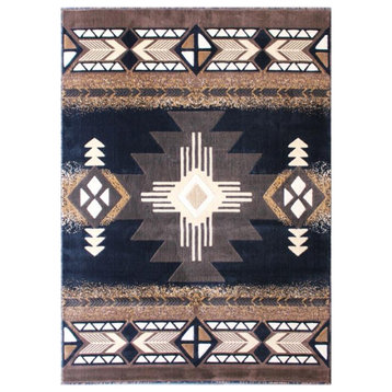Mohave Collection Traditional Southwestern Style Area Rug, Black, 8' X 10'
