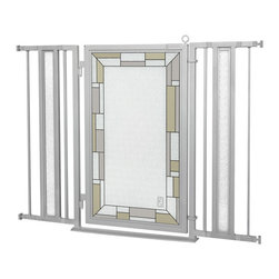 Fusion Gates - Fusion Gate with Bauhaus Border Design, Satin Nickel, 36"-52" - Dog Gates
