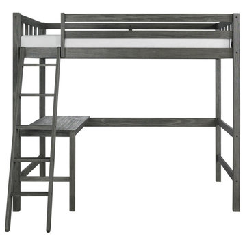 Hillsdale Furniture Crosswinds Wood Complete Twin Loft Bed Wirebrush Gray