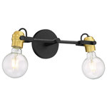Nuvo Lighting - Nuvo Lighting 60/6982 Mantra - 2 Light Bath Vanity - Mantra; 2 Light; Vanity Fixture; Black Finish withMantra 2 Light Bath  Black/Brushed BrassUL: Suitable for damp locations Energy Star Qualified: n/a ADA Certified: n/a  *Number of Lights: Lamp: 2-*Wattage:60w A19 Medium Base bulb(s) *Bulb Included:No *Bulb Type:A19 Medium Base *Finish Type:Black/Brushed Brass