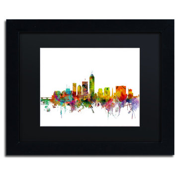 "Indianapolis, Indiana Skyline" Matted Framed Canvas Art by Michael Tompsett