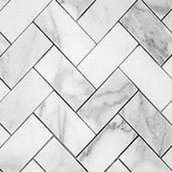 Carrara Marble Tile in Herringbone Pattern - Wall And Floor Tile