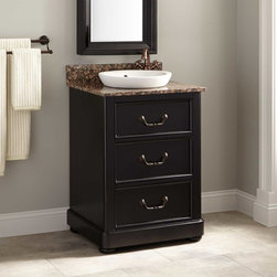 24" KARRYNA MAHOGANY VANITY FOR SEMI-RECESSED SINK - BLACK - Bathroom Vanities And Sink Consoles