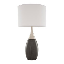 Nova - Nova Pure Ash Gray Woodgrain Teardrop Table Lamp - Table Lamps