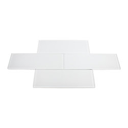 3x9 Super White Glossy Subway Glass Tiles - Home Accessories & Decor