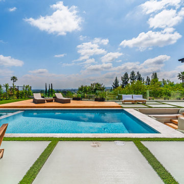 Rectangular Pool with Baja Shelf and Teak Lounge Deck